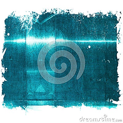 Grunge blue aluminum surface with borders. Metallic geometric texture background. Industry concept. Stock Photo