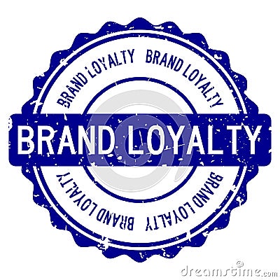 Grunge blue brand loyalty word round rubber stamp on white background Vector Illustration