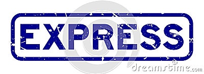 Grunge blue express word square rubber stamp on white backgorund Vector Illustration