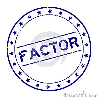Grunge blue factor word round rubber stamp on white background Vector Illustration