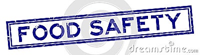 Grunge blue food safety word rubber stamp on white background Vector Illustration
