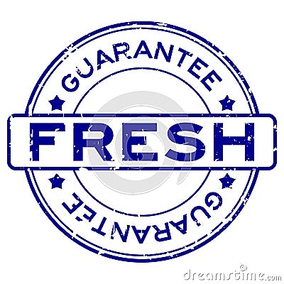 Grunge blue fresh guarantee word round rubber stamp on white background Vector Illustration