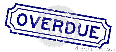 Grunge blue overdue word square rubber stamp on white background Vector Illustration