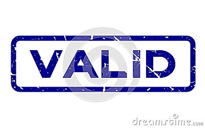 Grunge blue valid square rubber stamp on white background Stock Photo