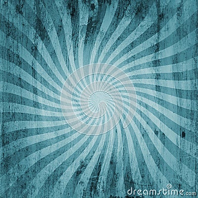 Grunge blue vintage sunburst swirl, twirl background texture Stock Photo