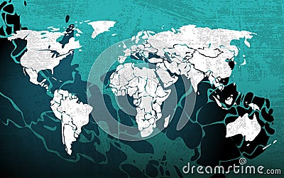 Grunge blue worldmap Vector Illustration