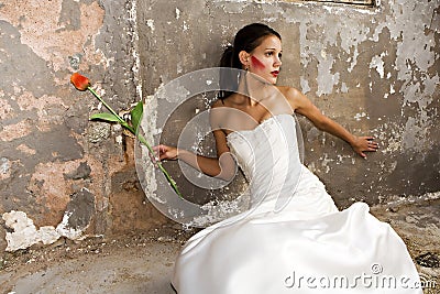 Grunge bride beauty Stock Photo