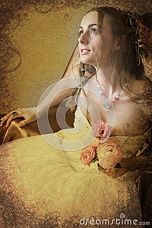 Grunge bride with long hair Stock Photo