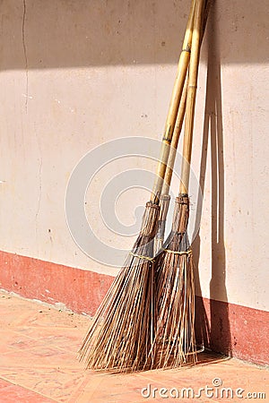 Grunge brooms Stock Photo