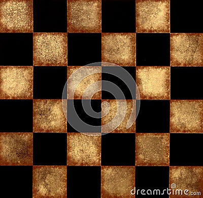 Grunge brown chessboard Stock Photo