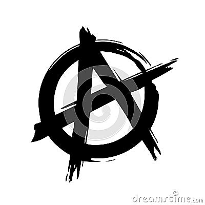 Grunge brush painted anarchy sign isolated on a white background. Anarchy icon. Vector illustration Vector Illustration