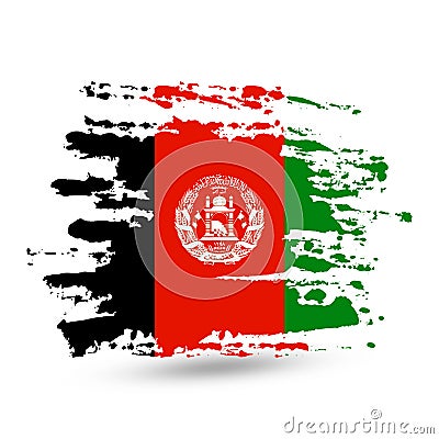 Grunge brush stroke with Afghanistan national flag Vector Illustration