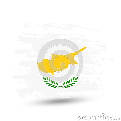 Grunge brush stroke with Cyprus national flag Vector Illustration