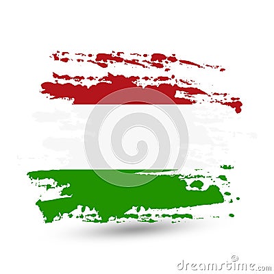 Grunge brush stroke with Hungary national flag Vector Illustration