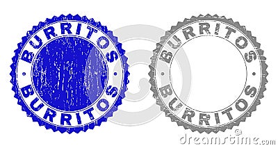 Grunge BURRITOS Scratched Stamp Seals Vector Illustration