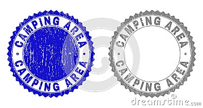 Grunge CAMPING AREA Scratched Stamp Seals Vector Illustration