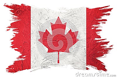 Grunge Canada flag. Canada flag with grunge texture. Brush stroke Stock Photo