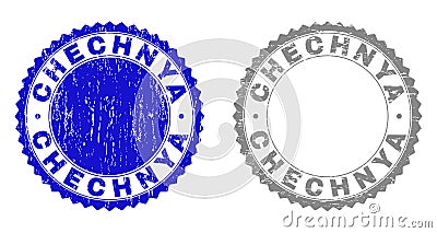Grunge CHECHNYA Scratched Stamps Vector Illustration