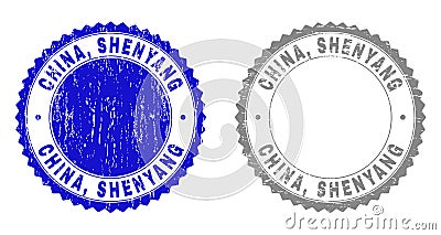 Grunge CHINA, SHENYANG Textured Stamps Vector Illustration