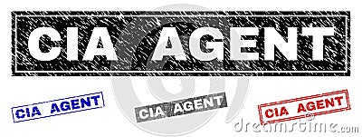 Grunge CIA AGENT Textured Rectangle Watermarks Vector Illustration