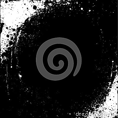 Grunge circle and blot splatter frame. Splash ink round border. Round text box and grunge blotches. Splatter design element. Dirty Stock Photo