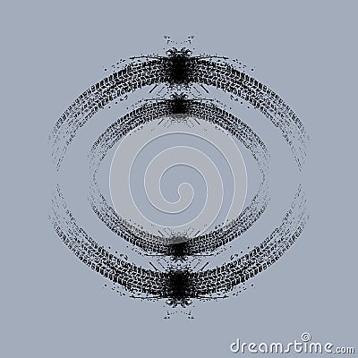 Grunge circle tire tracks Vector Illustration