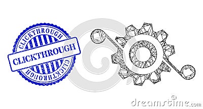 Grunge Clickthrough Seal and Net Gear Solution Web Mesh Vector Illustration