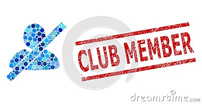 Grunge Club Member Stamp Seal and Wrong User Collage of Circles Vector Illustration