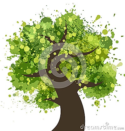 Grunge colorful tree Vector Illustration