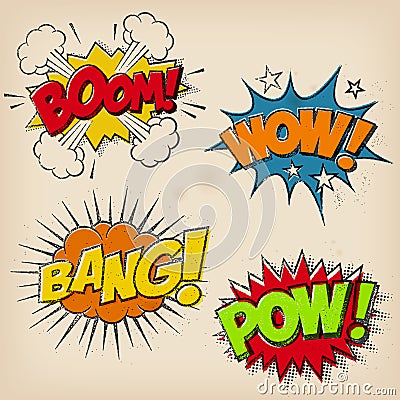 Grunge Comic Cartoon Sound Effects Vector Illustration