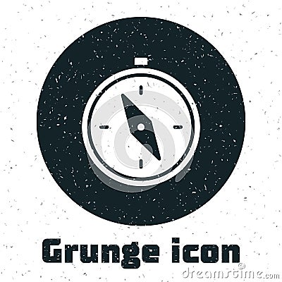 Grunge Compass icon isolated on white background. Windrose navigation symbol. Wind rose sign. Monochrome vintage drawing Vector Illustration