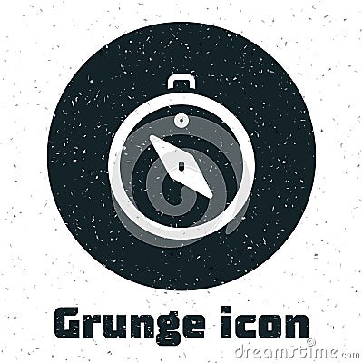 Grunge Compass icon isolated on white background. Windrose navigation symbol. Wind rose sign. Monochrome vintage drawing Vector Illustration