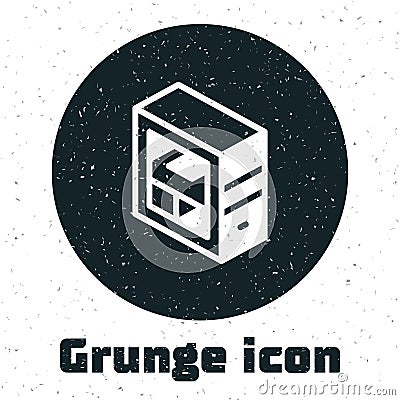 Grunge Computer icon isolated on white background. PC component sign. Monochrome vintage drawing. Vector Vector Illustration