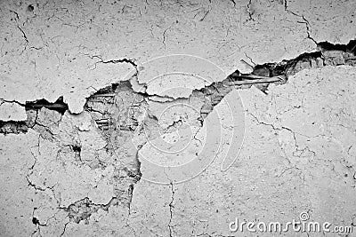 Grunge concrete cement wall with crack in industrial building. Stock Photo