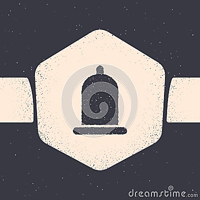 Grunge Condom safe sex icon isolated on grey background. Safe love symbol. Contraceptive method for male. Monochrome Vector Illustration