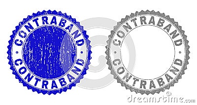 Grunge CONTRABAND Scratched Stamps Vector Illustration