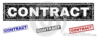 Grunge CONTRACT Scratched Rectangle Watermarks Vector Illustration