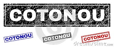 Grunge COTONOU Textured Rectangle Watermarks Vector Illustration