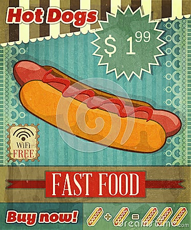 Grunge Cover for Fast Food Menu Vector Illustration