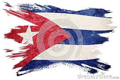 Grunge Cuba flag. Cuban flag with grunge texture. Brush stroke. Editorial Stock Photo