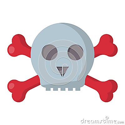 Grunge danger scary skull symbol vector illustration human bone horror art dead skeleton. Vector Illustration