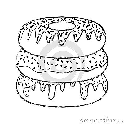 Grunge delicious donut sweet bakery food Vector Illustration
