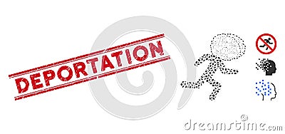 Grunge Deportation Line Seal with Collage Brain Drain Icon Stock Photo