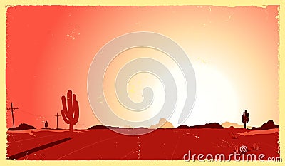 Grunge Desert Landscape Stock Photo