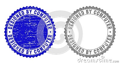 Grunge DESIGNED BY COMPUTER Textured Stamps Vector Illustration