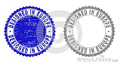 Grunge DESIGNED IN EUROPE Textured Watermarks Vector Illustration