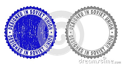 Grunge DESIGNED IN SOVIET UNION Textured Watermarks Vector Illustration