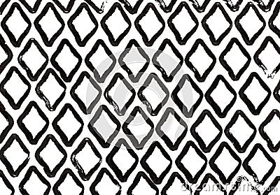 Grunge diamond black strokes pattern. Cartoon Illustration