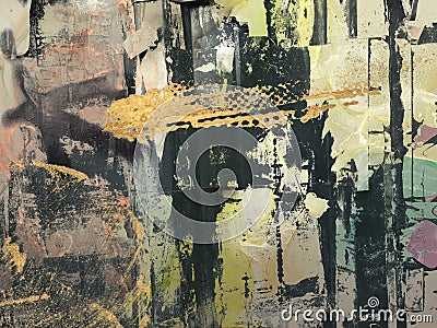 Grunge dirty texture wall with torn paper and gold element. .Abstract background Stock Photo