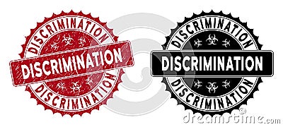 Grunge Discrimination Round Red Stamp Stock Photo